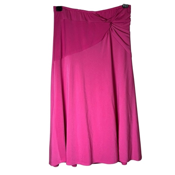 NEW Pull-on Bright Pink Midi Skirt Flowy American Glamour Badgley Mischka Small - Picture 1 of 6